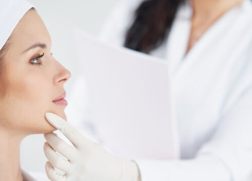 Photo of a woman being assessed for SOME® PRP skincare treatments