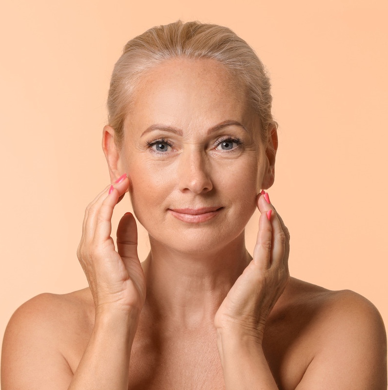 Photo of an older woman with radiant skin